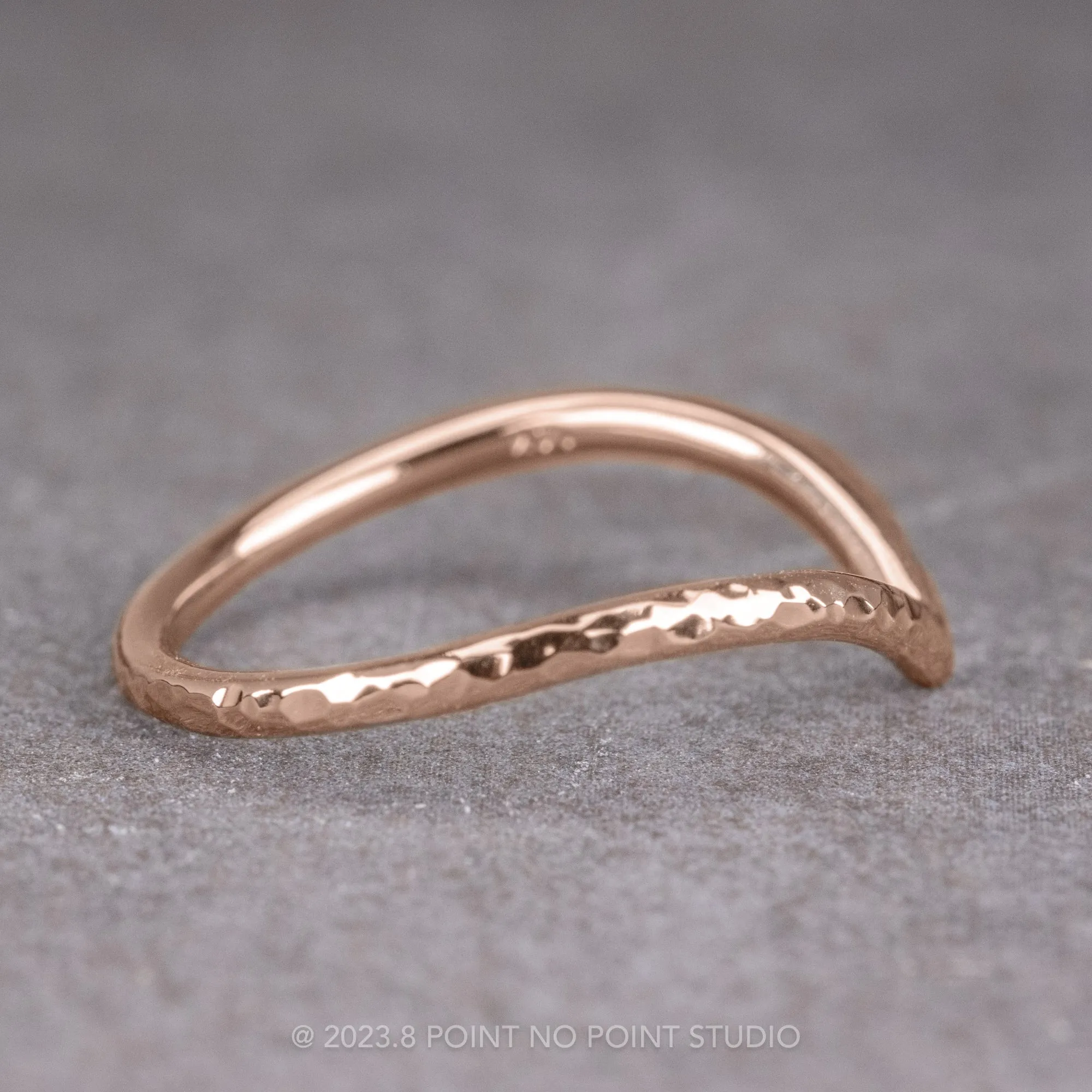 Hammered Vivian Wedding Band, 14k Rose Gold