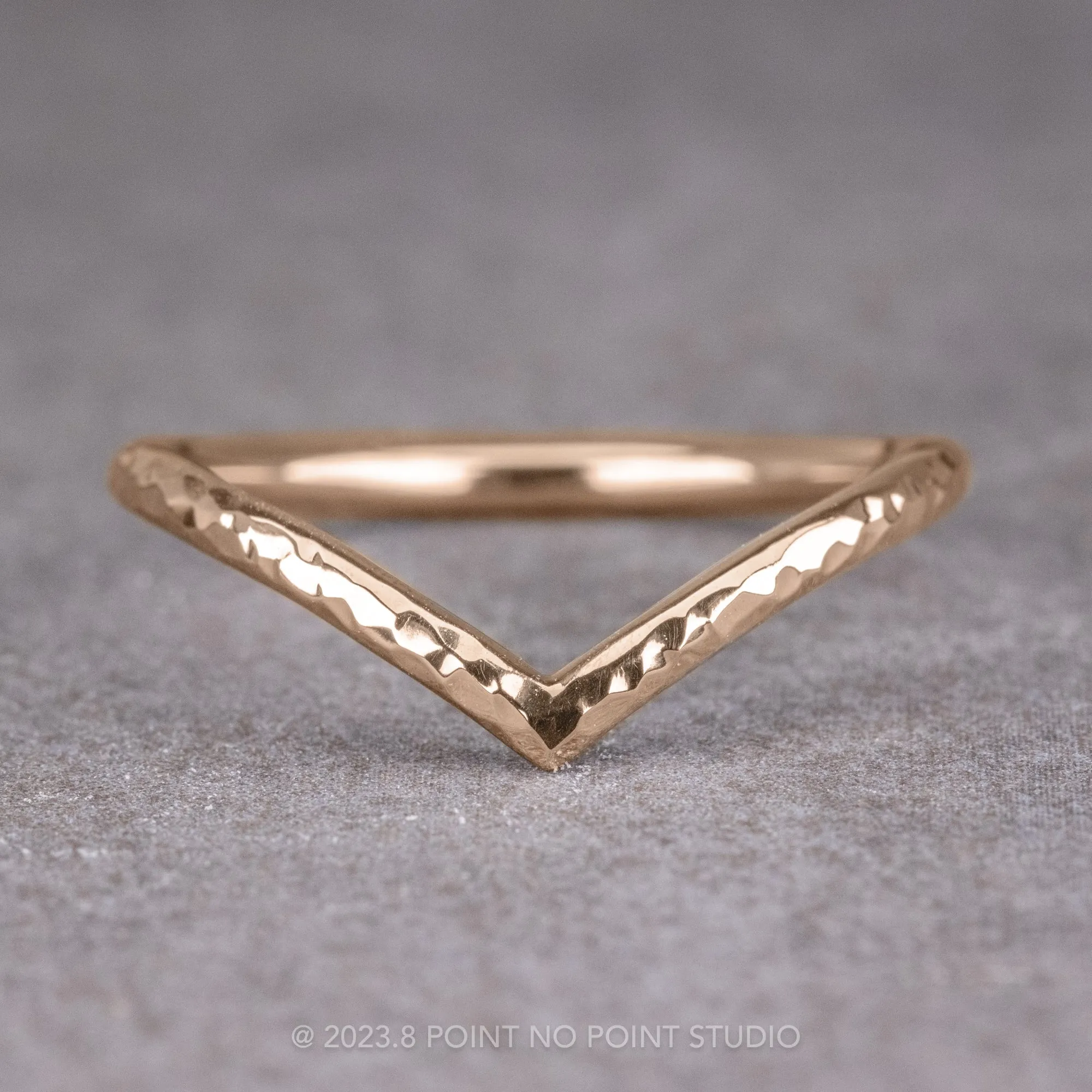 Hammered Vivian Wedding Band, 14k Rose Gold