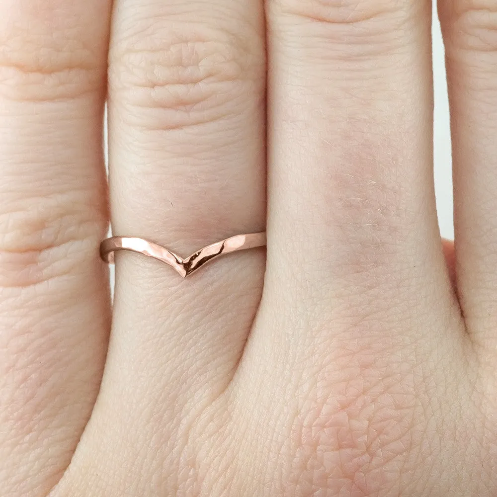 Hammered Vivian Wedding Band, 14k Rose Gold