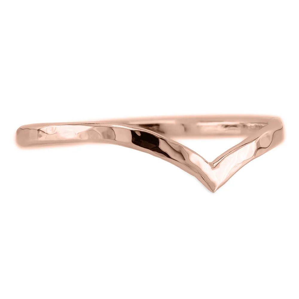 Hammered Vivian Wedding Band, 14k Rose Gold