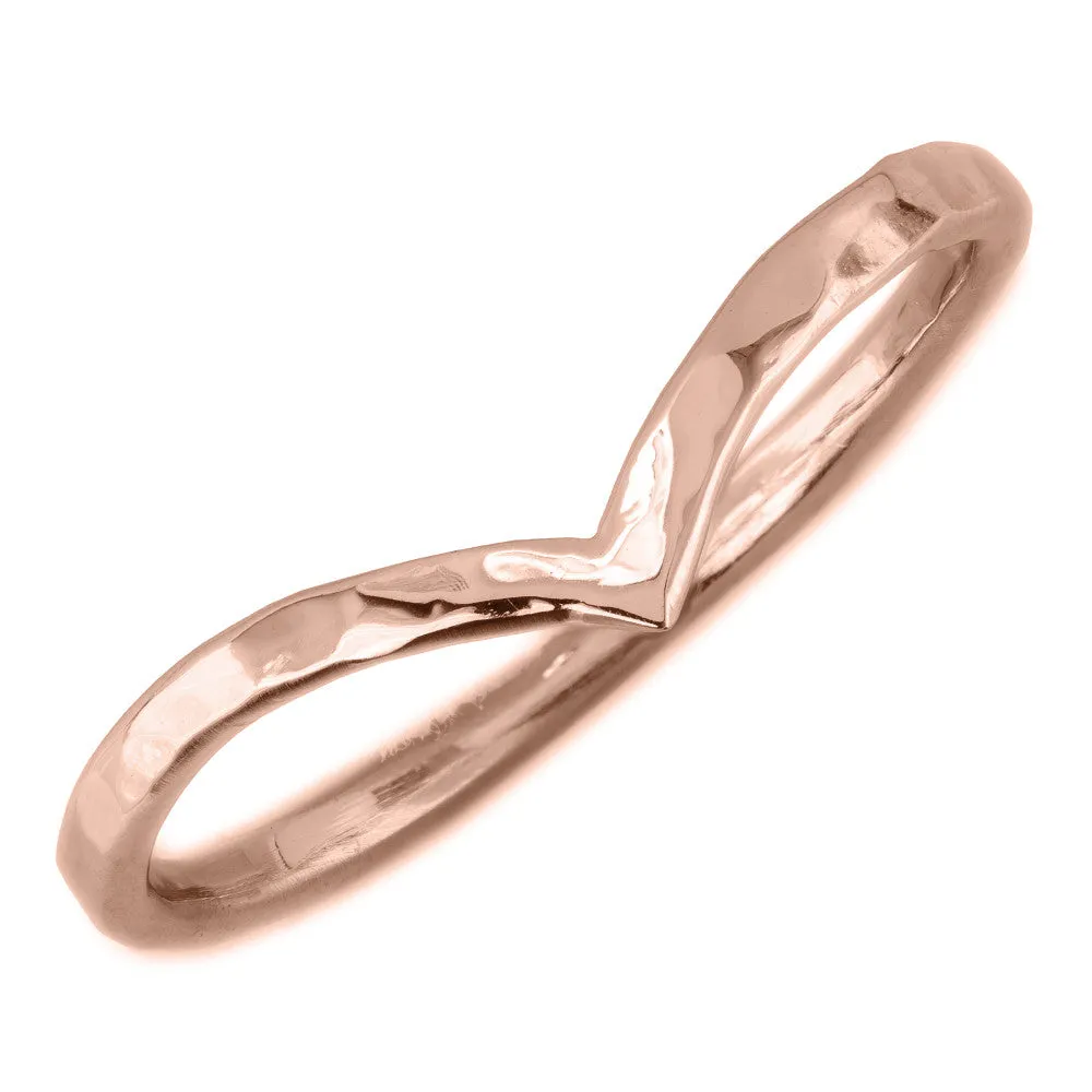 Hammered Vivian Wedding Band, 14k Rose Gold