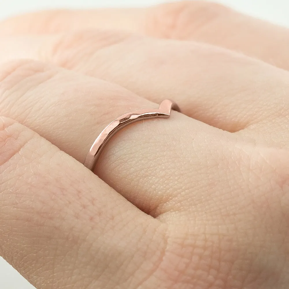 Hammered Vivian Wedding Band, 14k Rose Gold