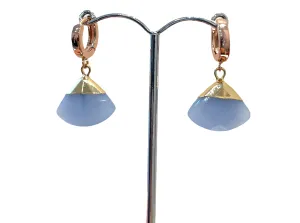 Handmade fan earrings with blue gemstone