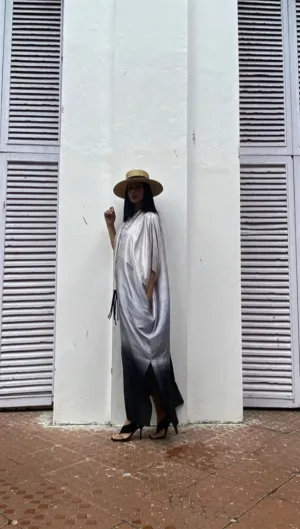 Hanshu   I   Hood Caftan  Grey Black  Luxe Resort Wear NAWF10