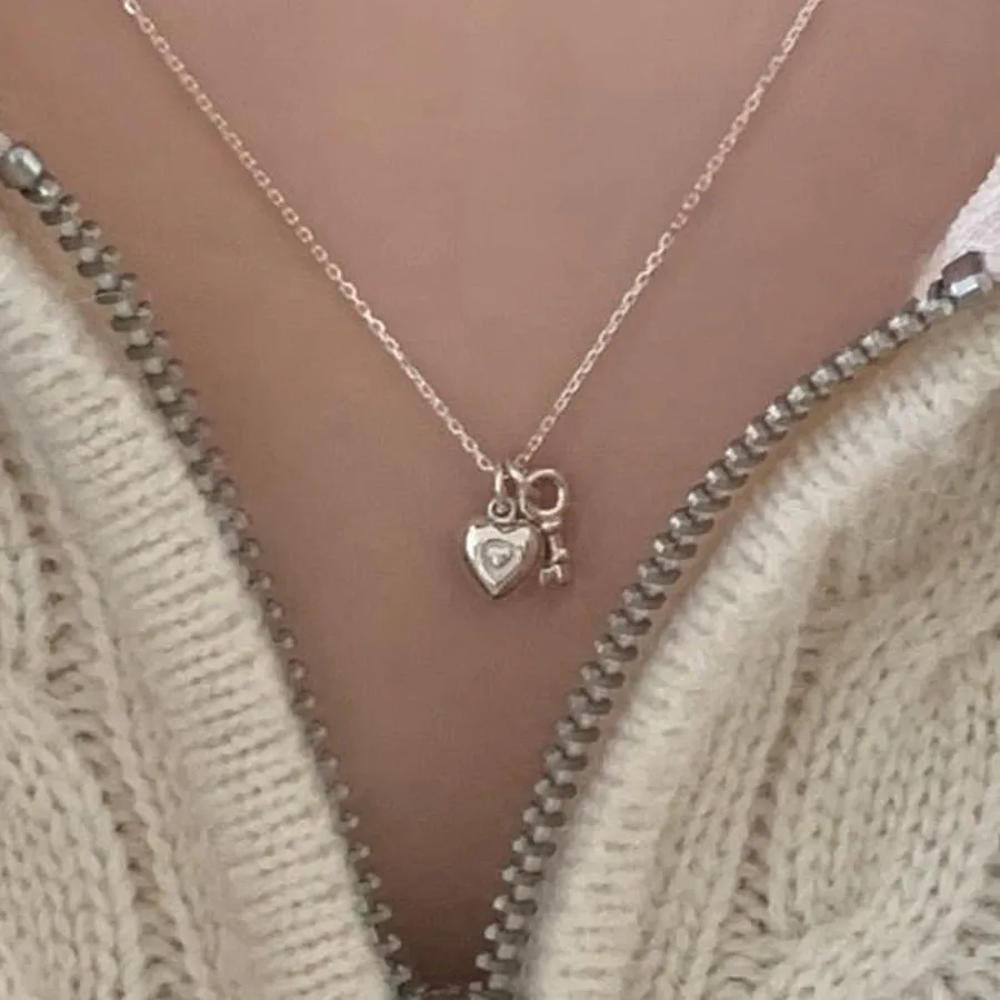 Heart Lock Necklace in Silver (Solid Silver)