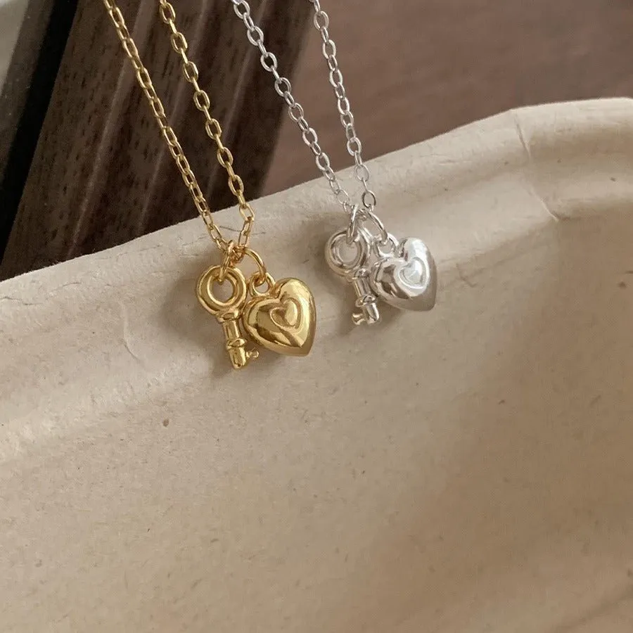 Heart Lock Necklace in Silver (Solid Silver)
