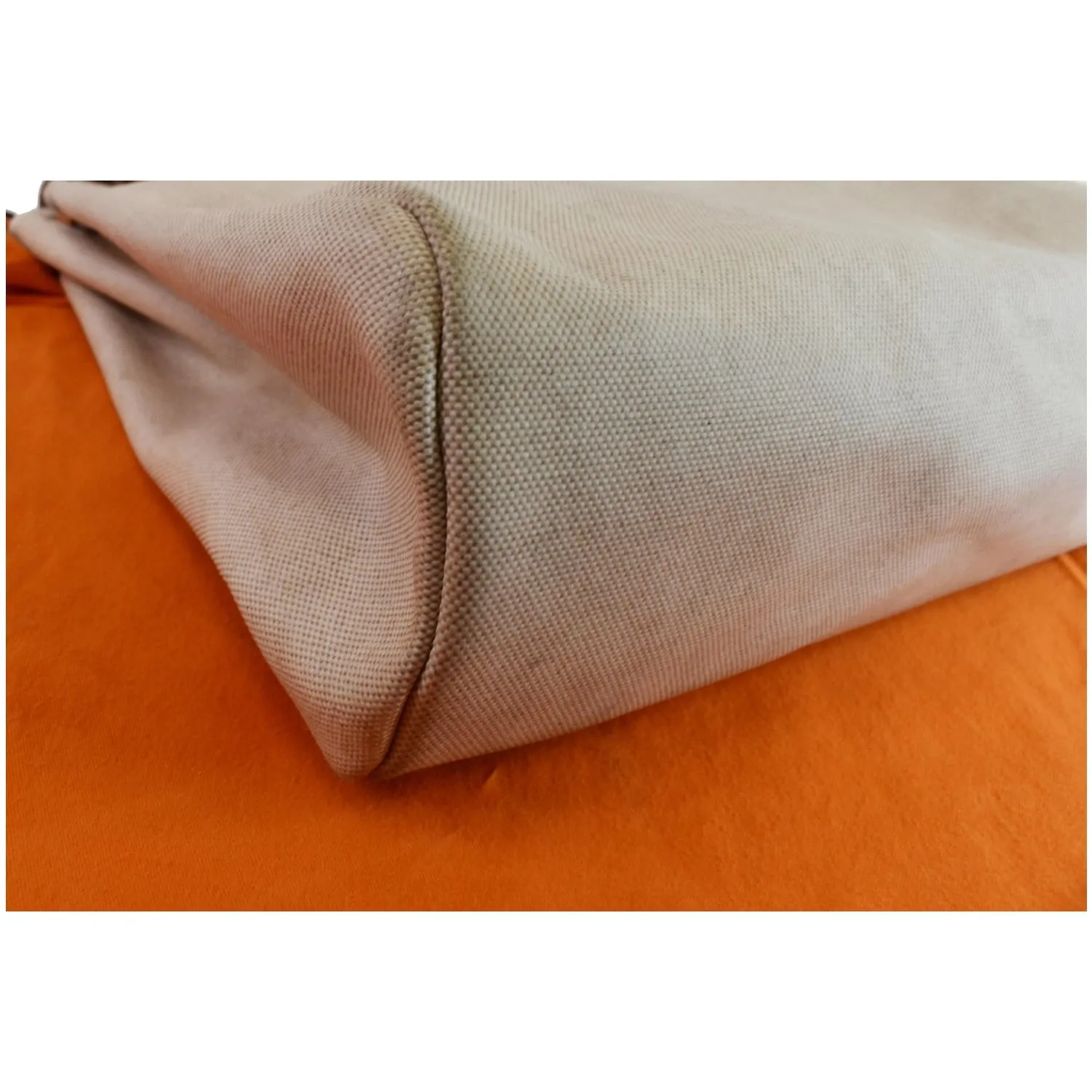 HERMES Herbag Canvas Leather Backpack Bag Beige