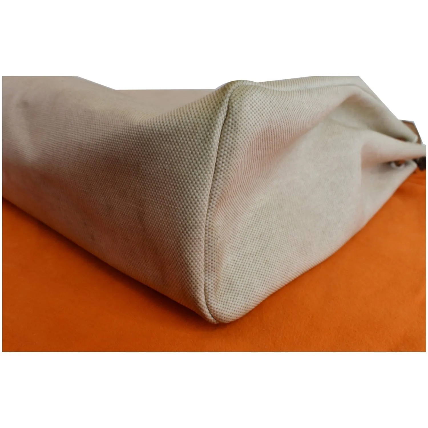 HERMES Herbag Canvas Leather Backpack Bag Beige