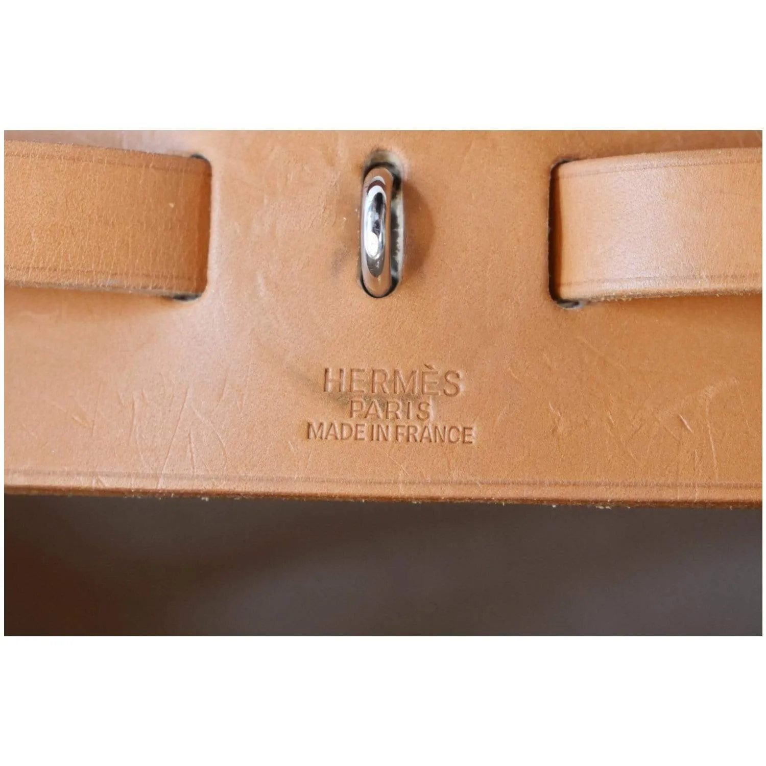 HERMES Herbag Canvas Leather Backpack Bag Beige