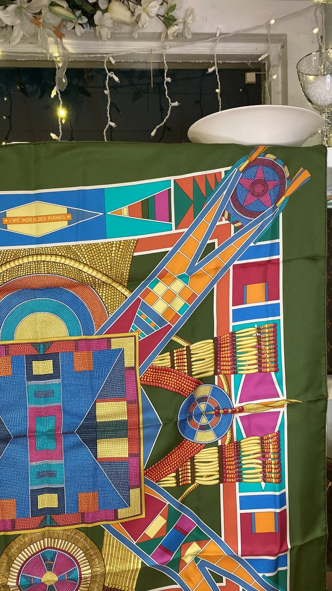 Hermes L'Art Indien des Plaines Silk Scarf 90