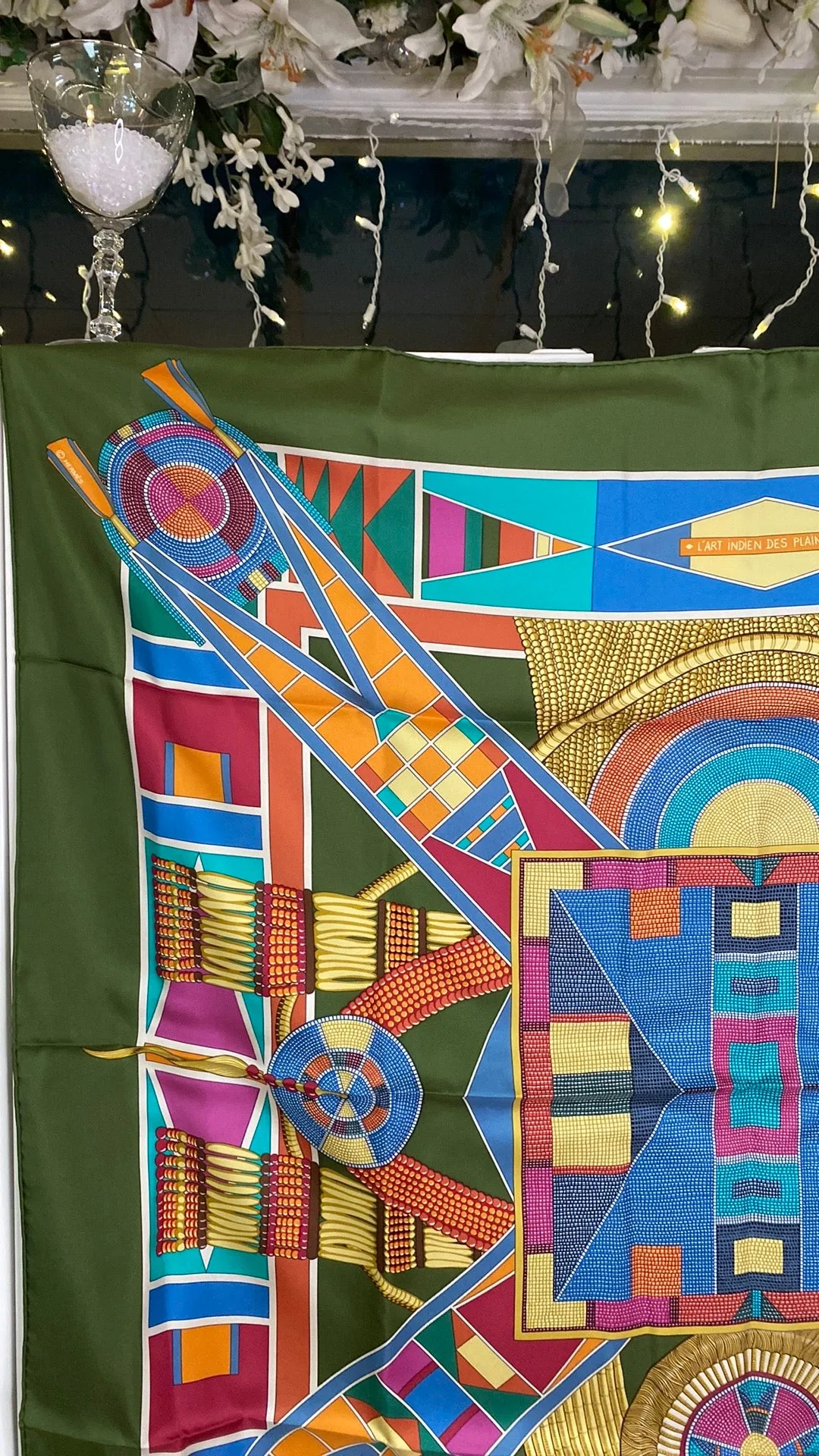 Hermes L'Art Indien des Plaines Silk Scarf 90