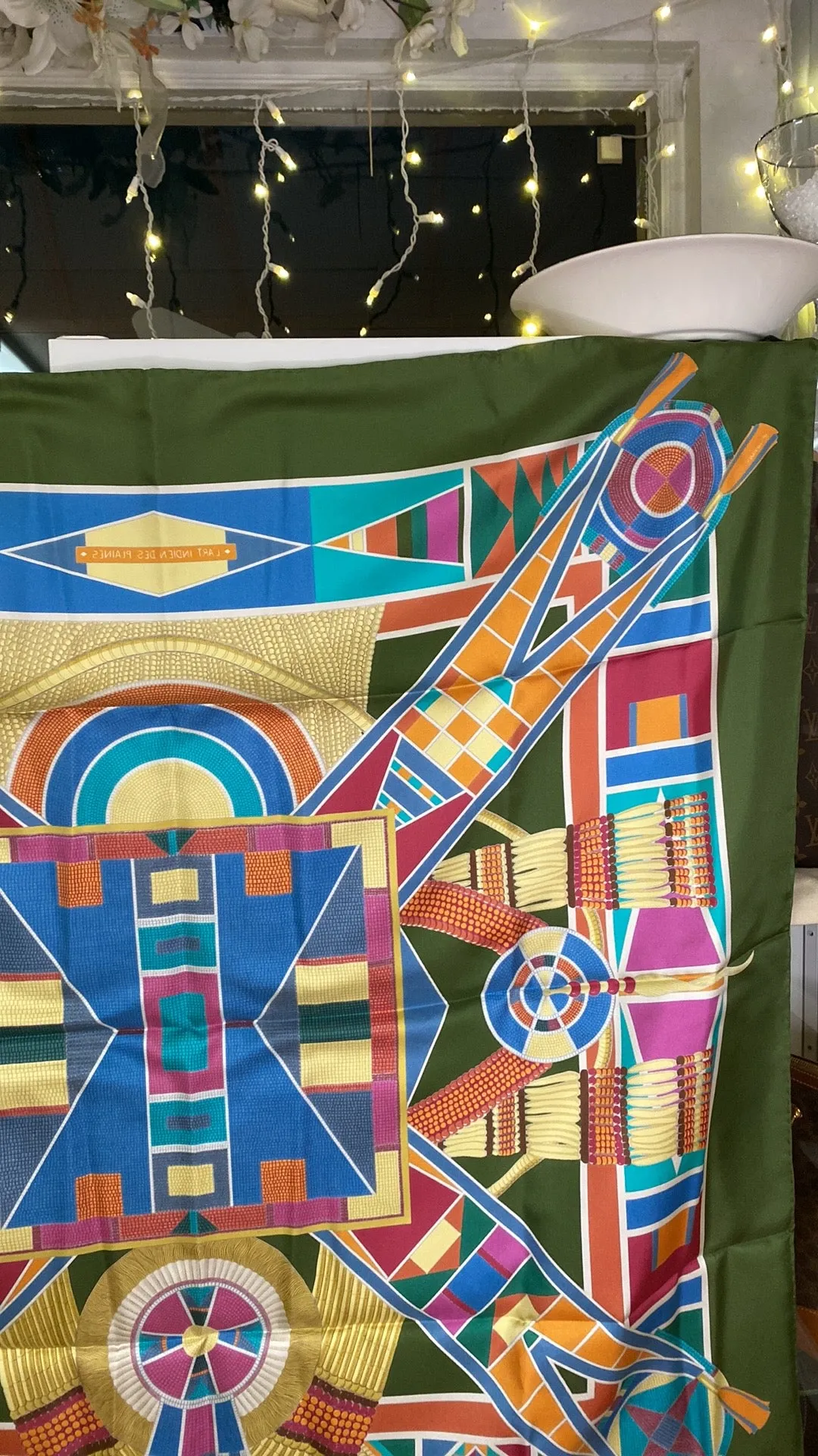Hermes L'Art Indien des Plaines Silk Scarf 90