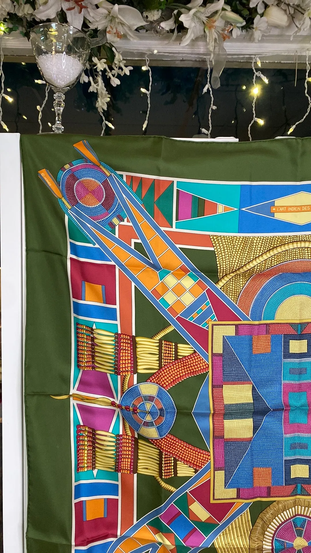 Hermes L'Art Indien des Plaines Silk Scarf 90