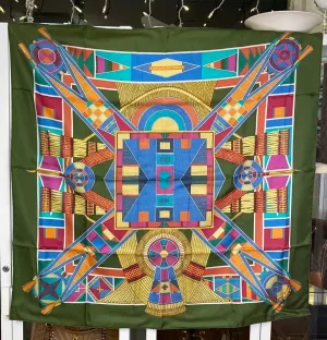Hermes L'Art Indien des Plaines Silk Scarf 90