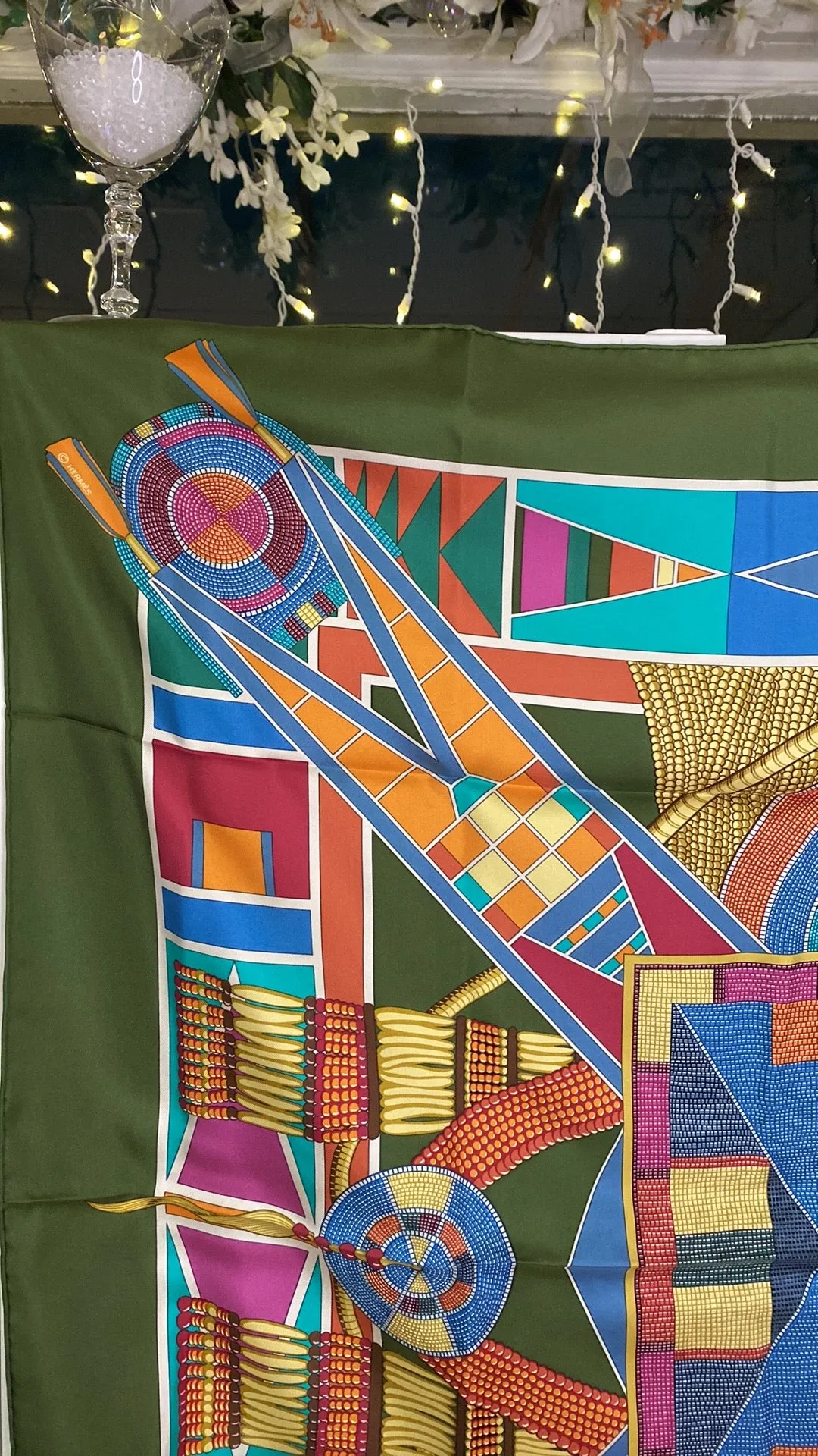 Hermes L'Art Indien des Plaines Silk Scarf 90