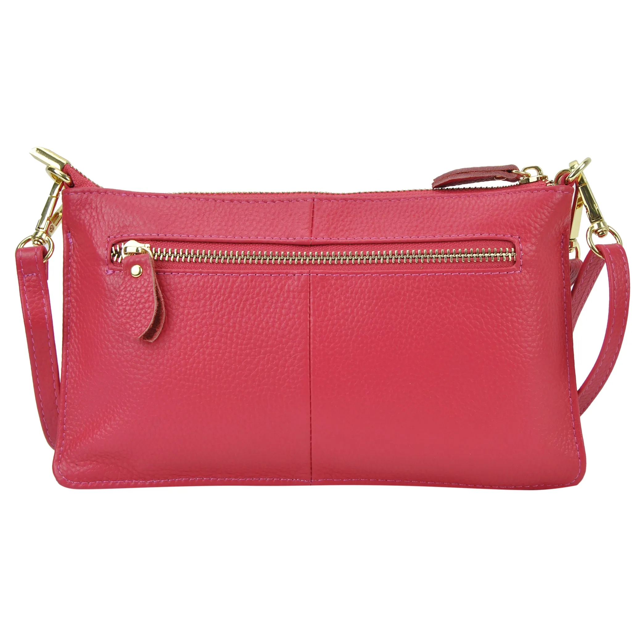 Hot Pink NGIL Genuine Leather Wristlet Crossbody Bag