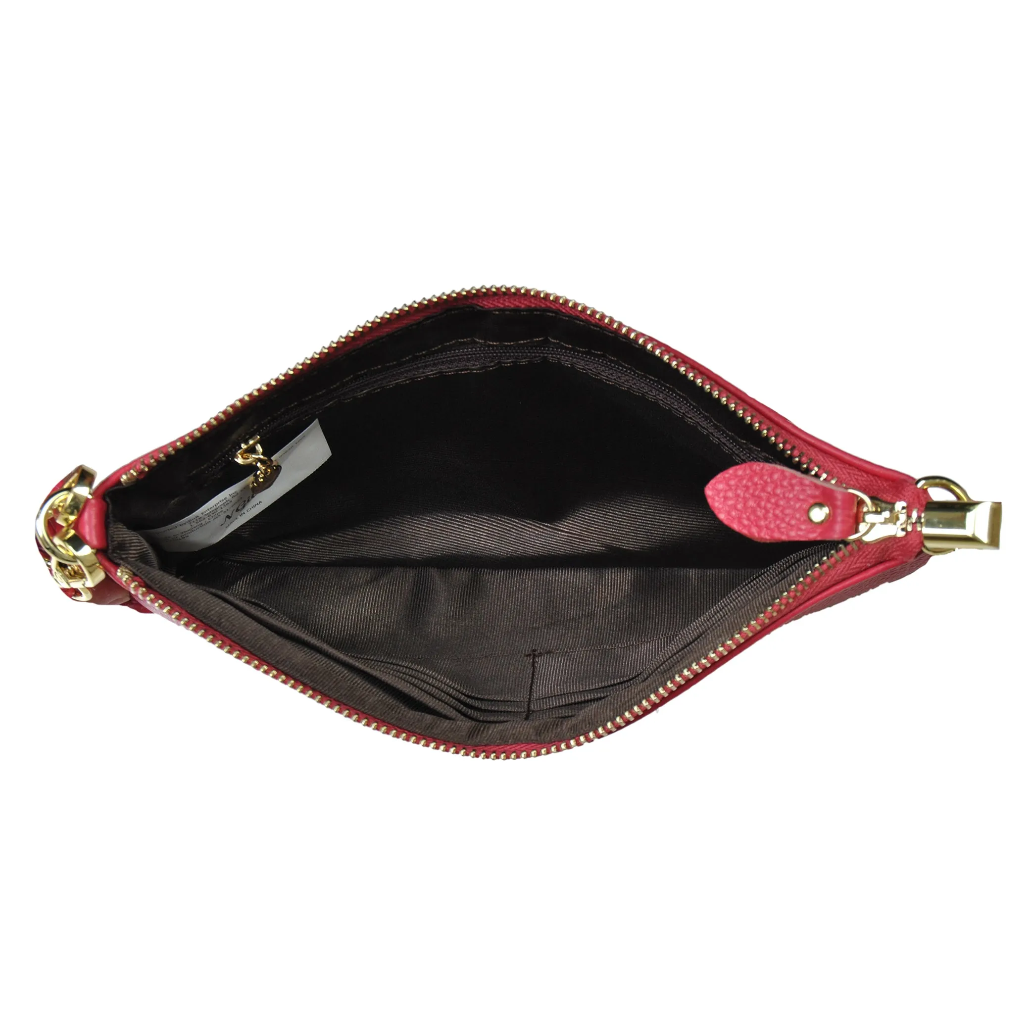 Hot Pink NGIL Genuine Leather Wristlet Crossbody Bag