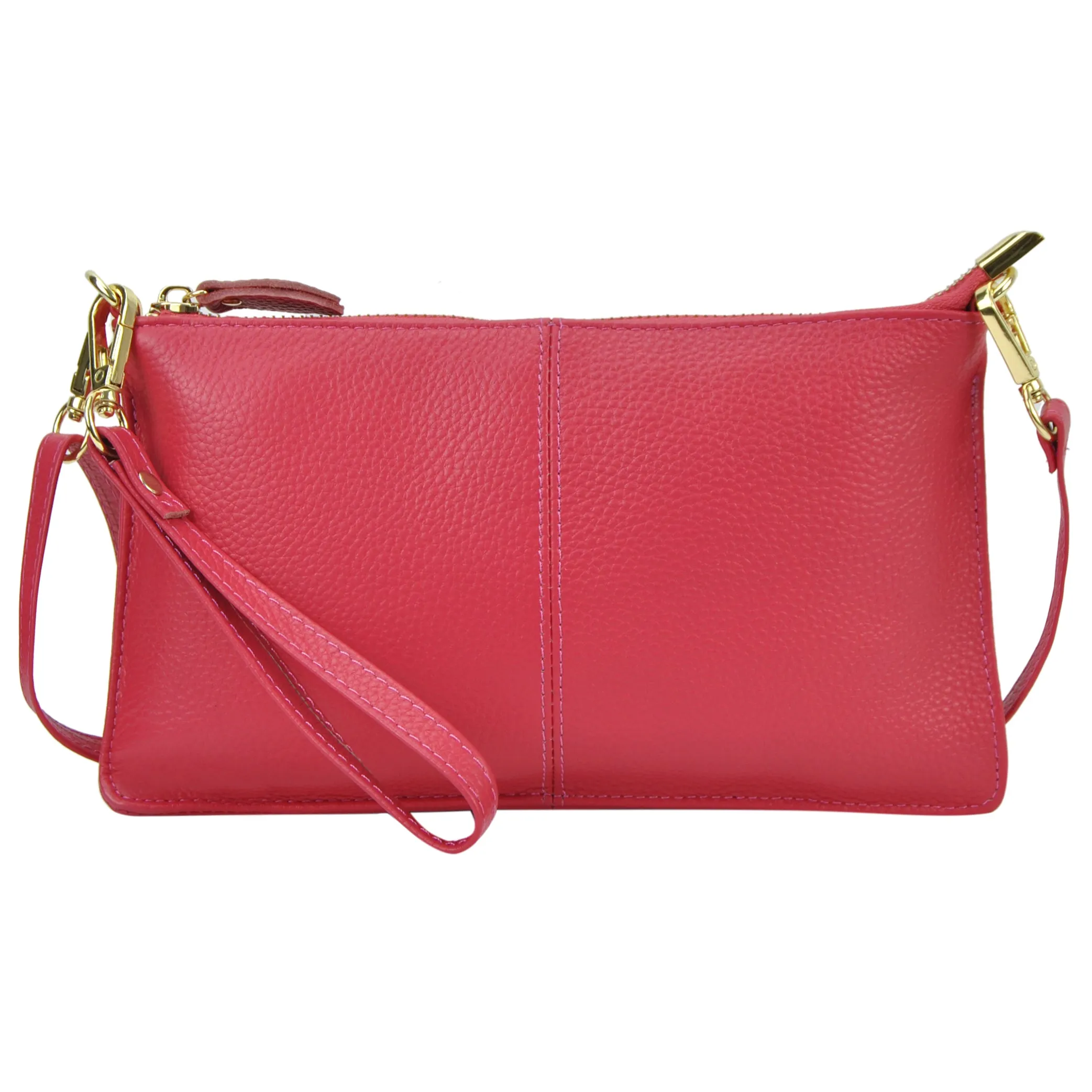 Hot Pink NGIL Genuine Leather Wristlet Crossbody Bag