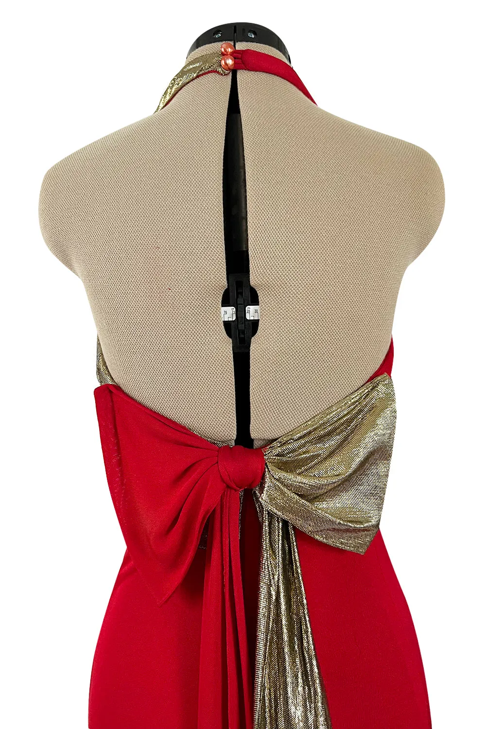 Insanely Good 1980s Giorgio Sant'Angelo Metallic Gold & Red Jersey Dress