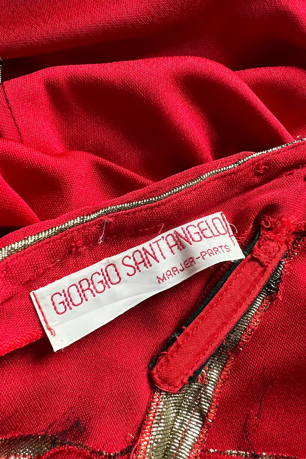 Insanely Good 1980s Giorgio Sant'Angelo Metallic Gold & Red Jersey Dress