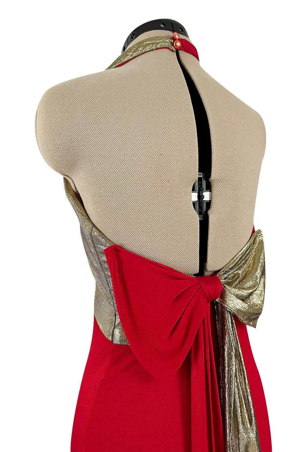 Insanely Good 1980s Giorgio Sant'Angelo Metallic Gold & Red Jersey Dress