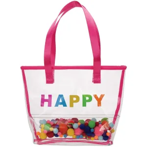 Iscream Happy Clear Tote Bag with Pom-Poms