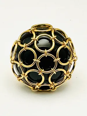Italian Designer GARAVELLI  Retro 18K Gold Onyx Ring