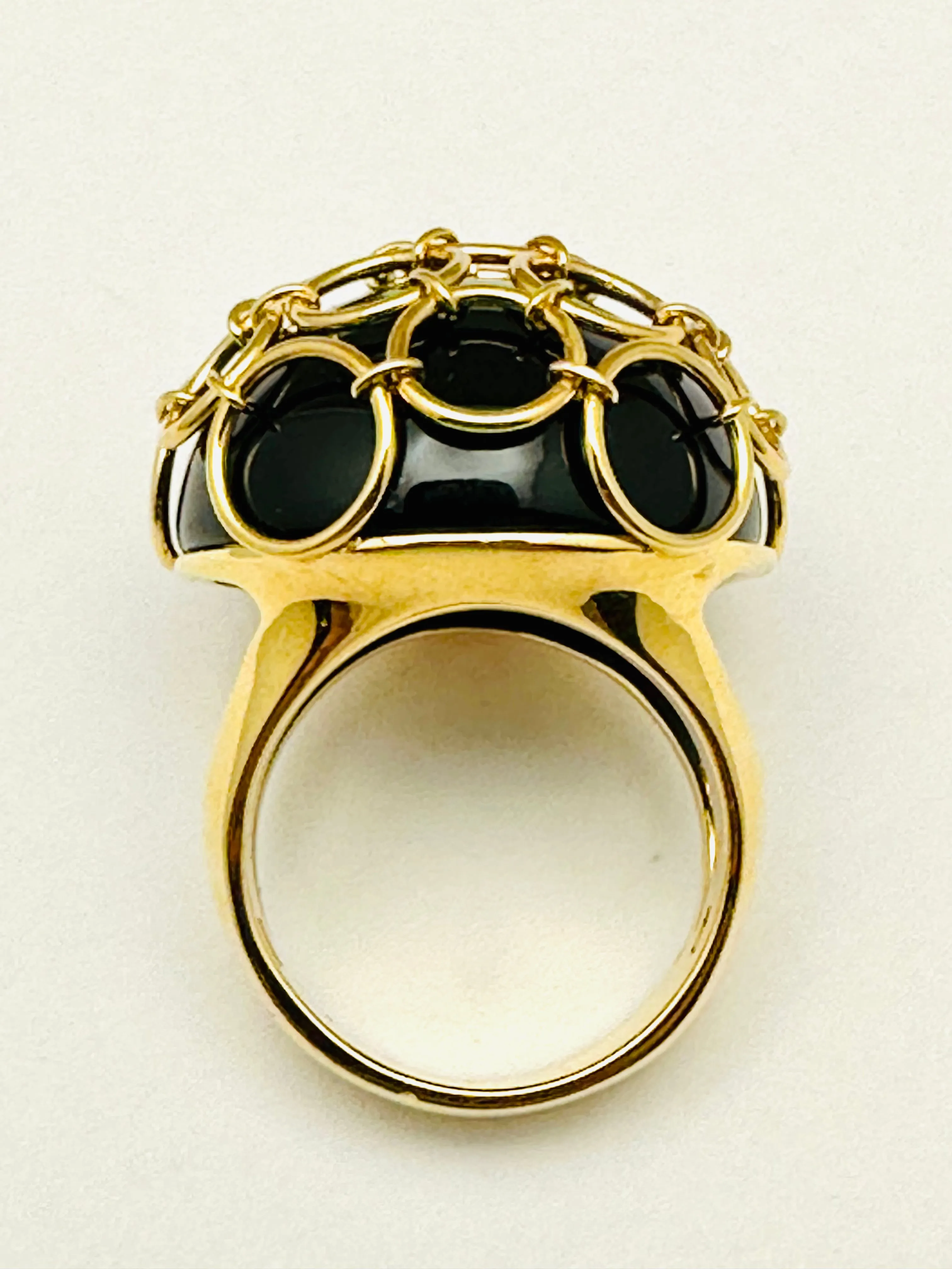 Italian Designer GARAVELLI  Retro 18K Gold Onyx Ring