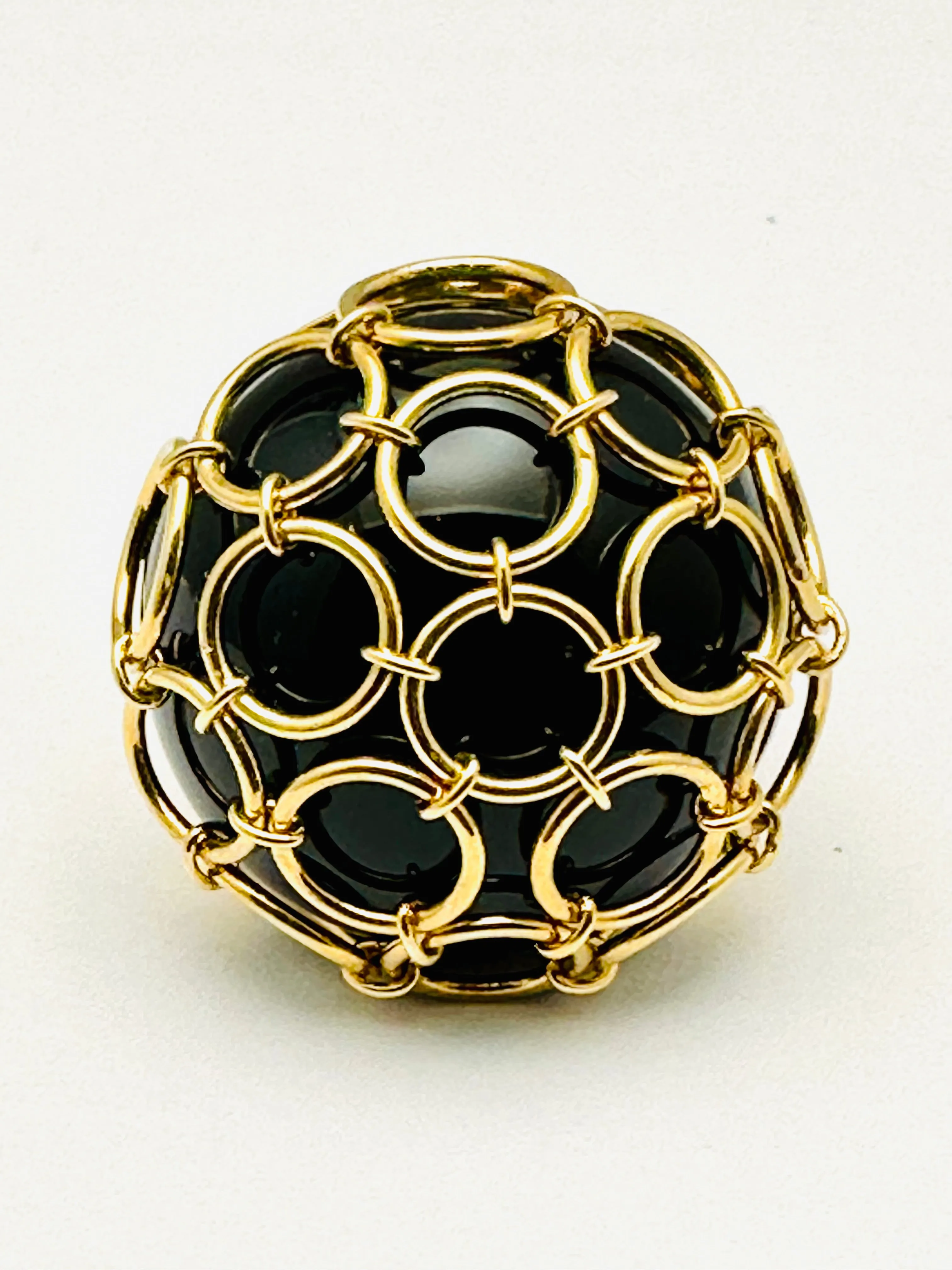 Italian Designer GARAVELLI  Retro 18K Gold Onyx Ring