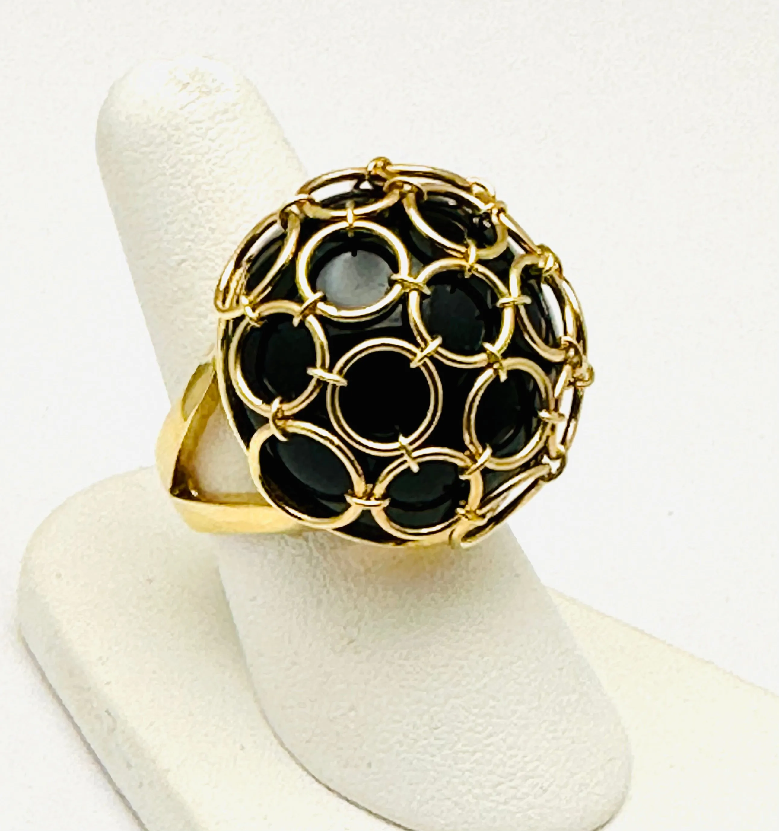 Italian Designer GARAVELLI  Retro 18K Gold Onyx Ring