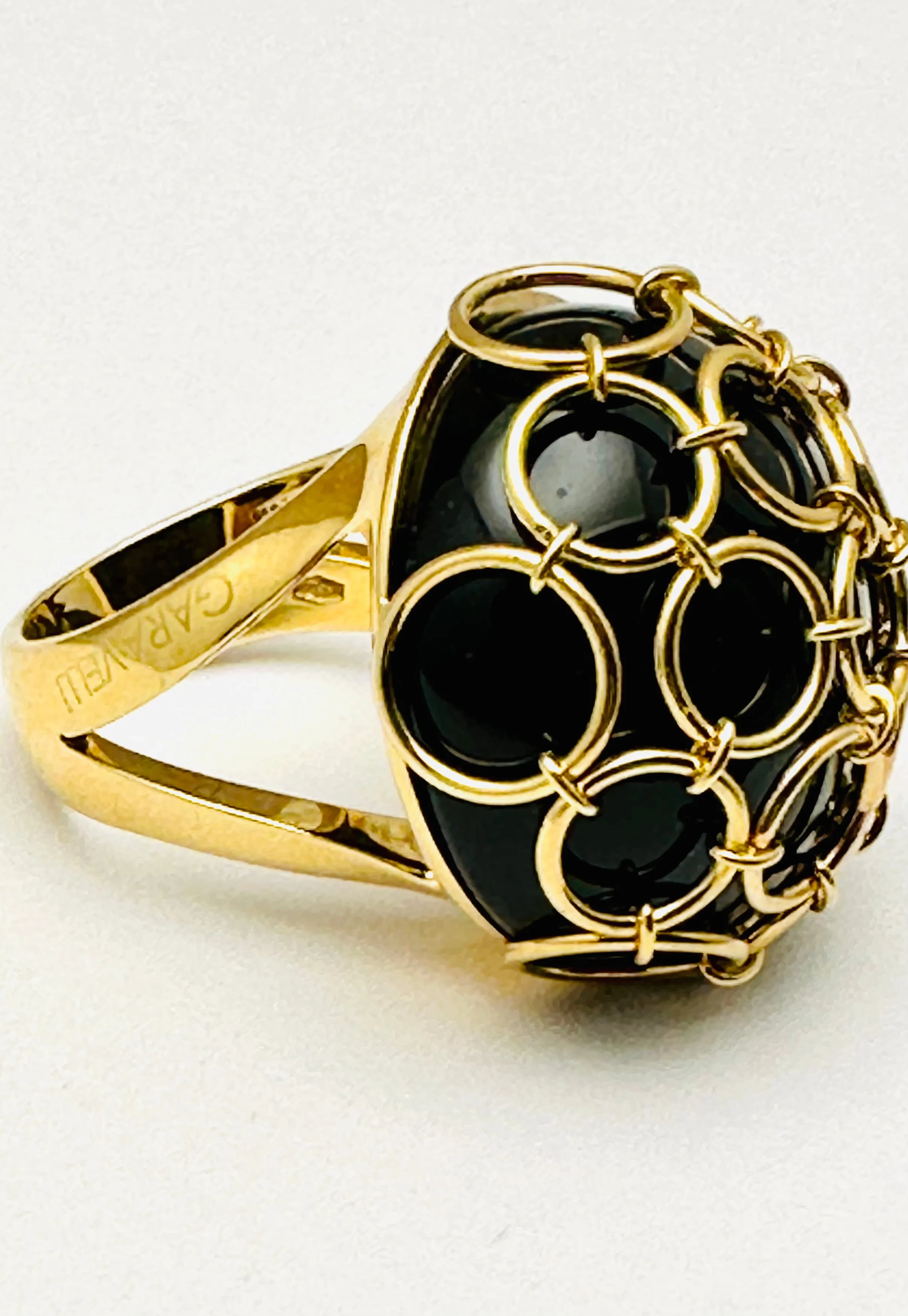 Italian Designer GARAVELLI  Retro 18K Gold Onyx Ring