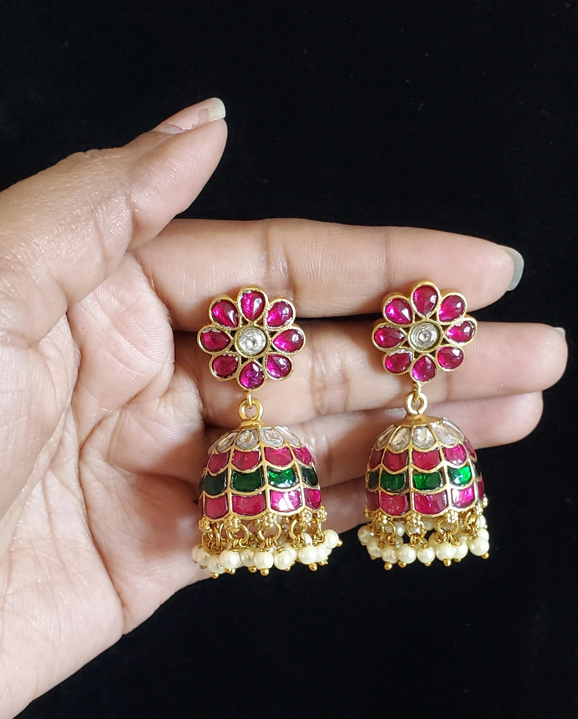 Jadau Kundan Jhumkas