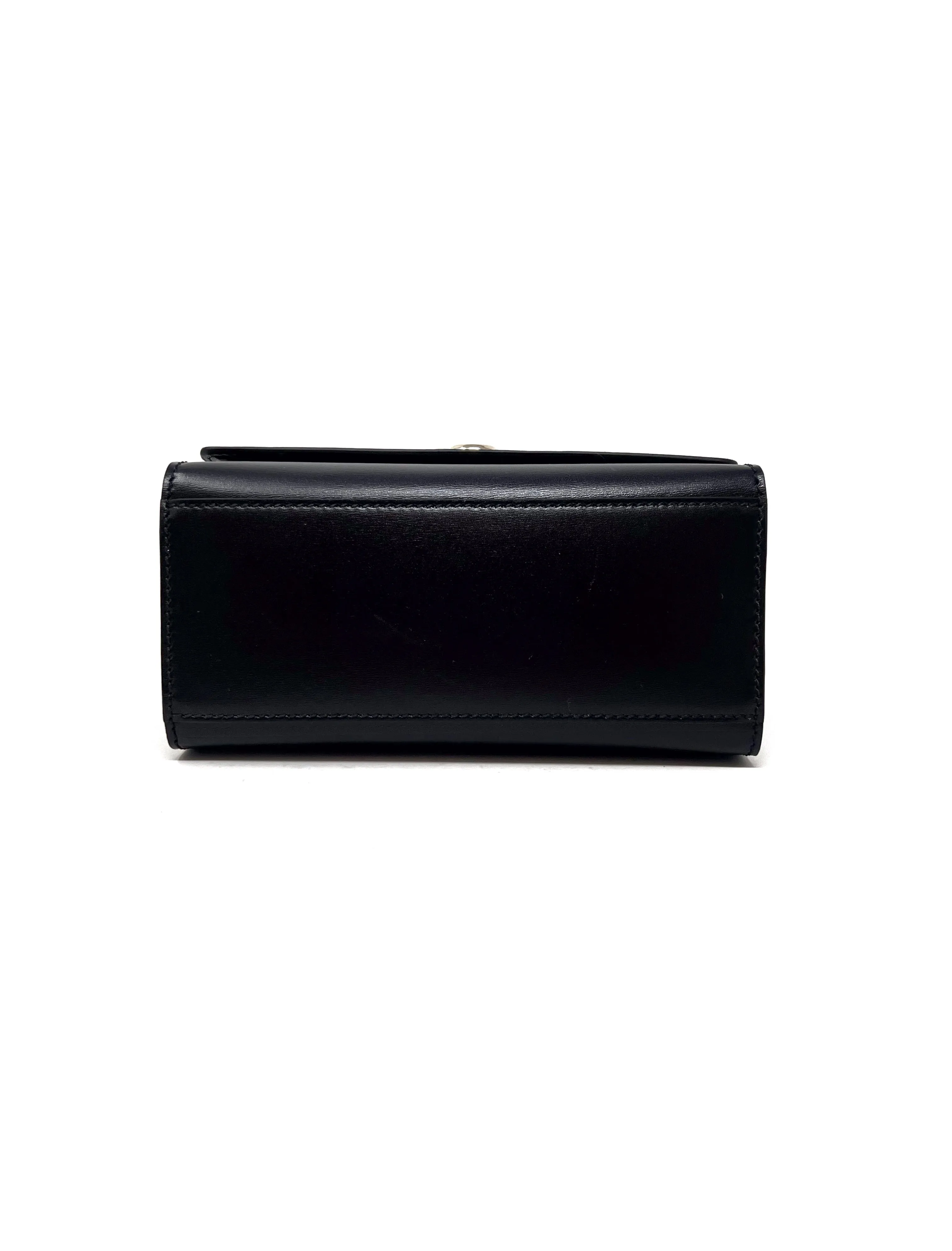 Jimmy Choo Black/Gold WB! 'Avenue' Pearl Top Handle Leather Bag W/Strap