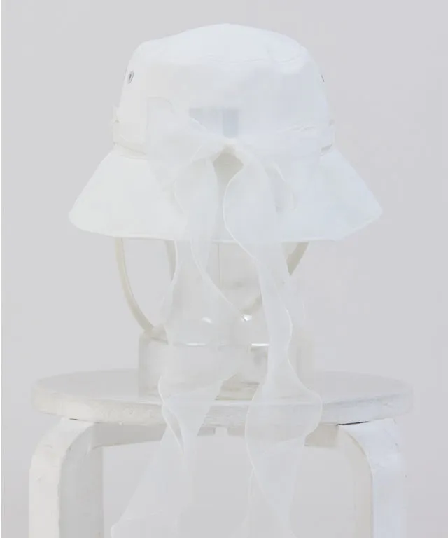 J.Jane Hidden Logo Ribbon Bucket Hat - (White-Blue)