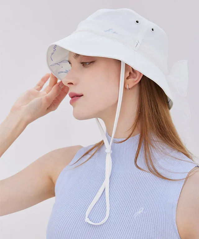 J.Jane Hidden Logo Ribbon Bucket Hat - (White-Blue)