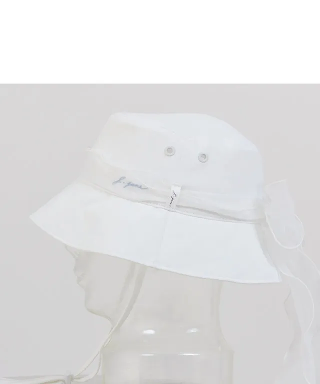 J.Jane Hidden Logo Ribbon Bucket Hat - (White-Blue)