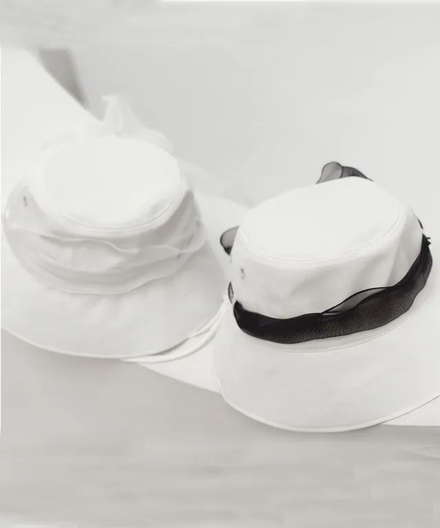 J.Jane Hidden Logo Ribbon Bucket Hat - (White-Blue)