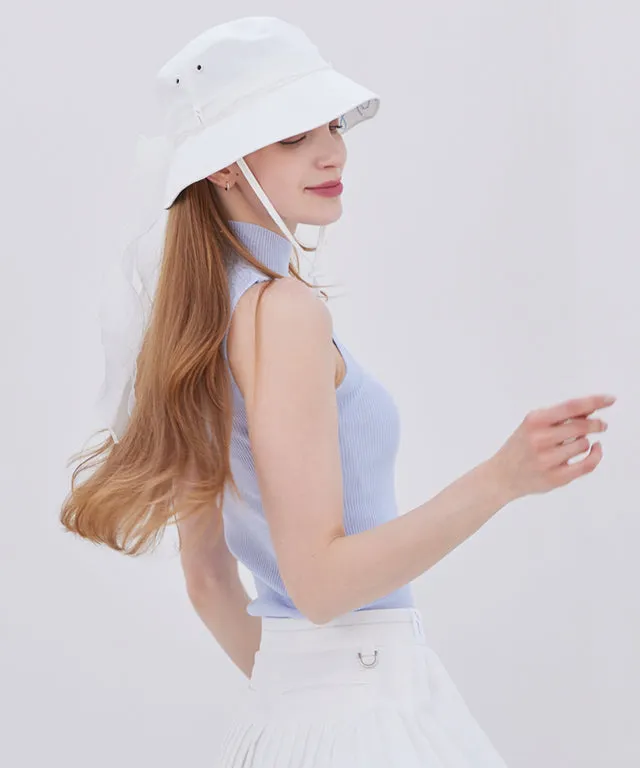 J.Jane Hidden Logo Ribbon Bucket Hat - (White-Blue)