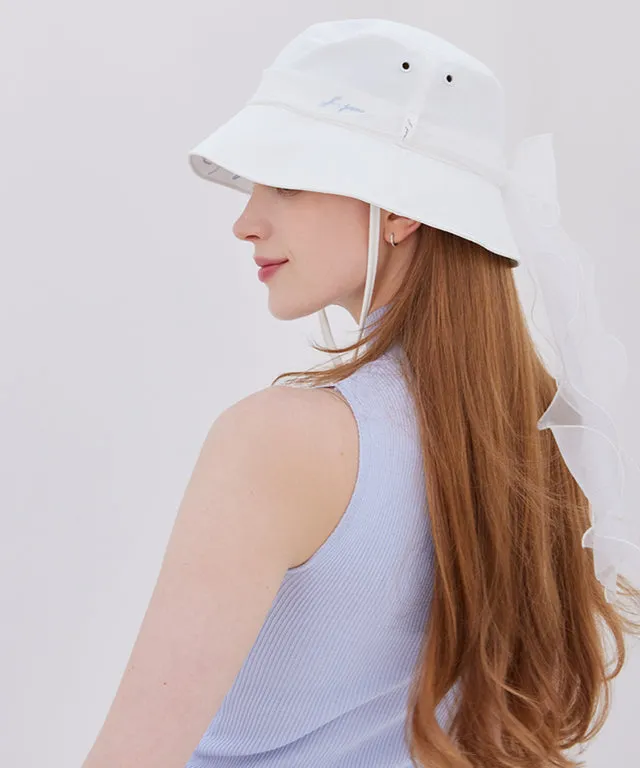 J.Jane Hidden Logo Ribbon Bucket Hat - (White-Blue)