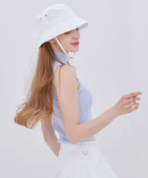J.Jane Hidden Logo Ribbon Bucket Hat - (White-Blue)