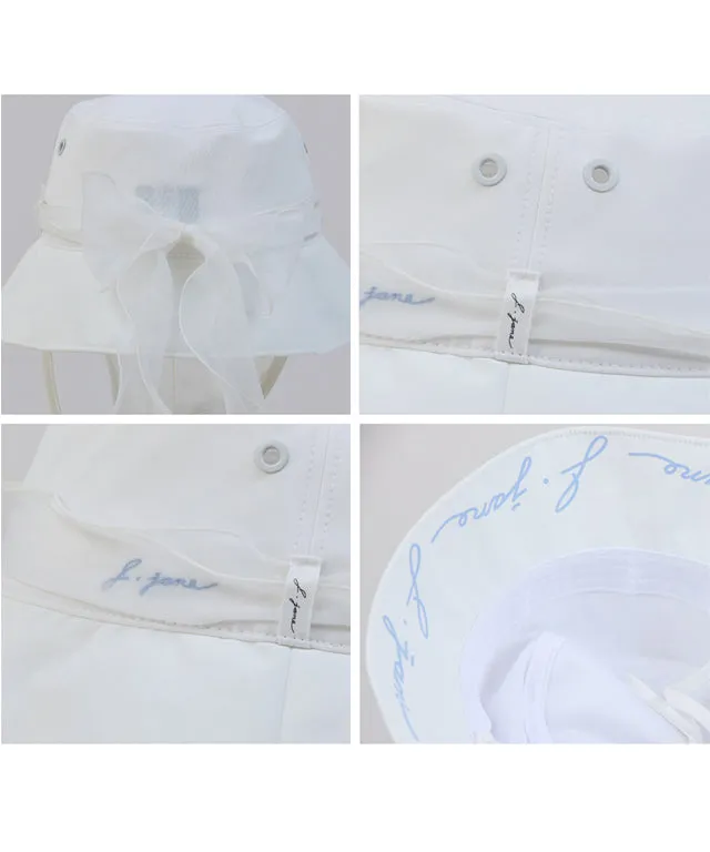 J.Jane Hidden Logo Ribbon Bucket Hat - (White-Blue)