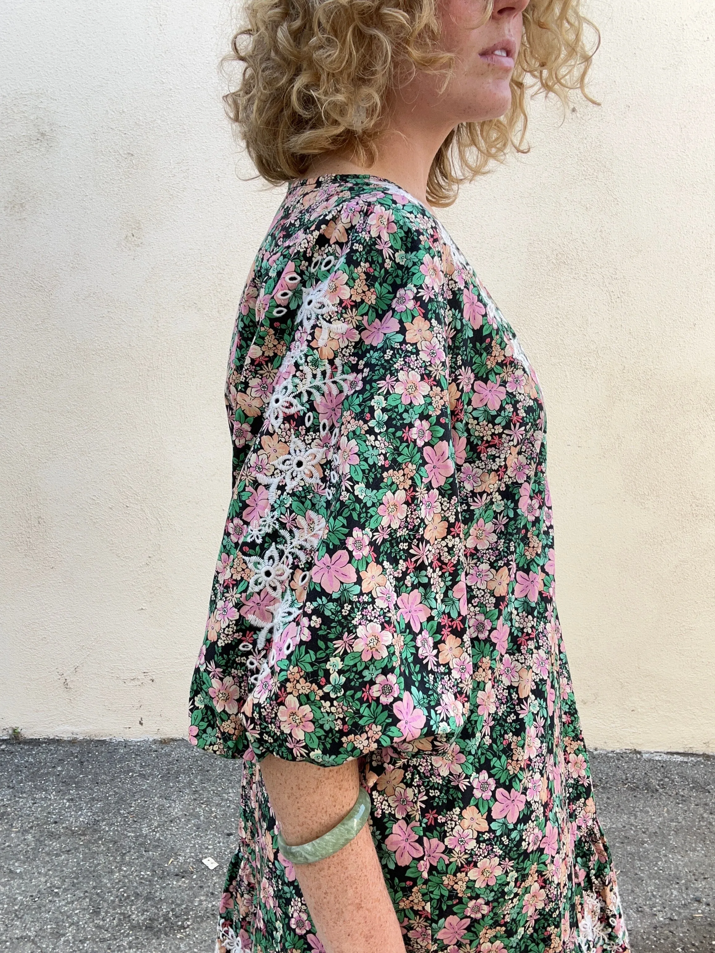 Johnny Was Pink & Green Floral Dress