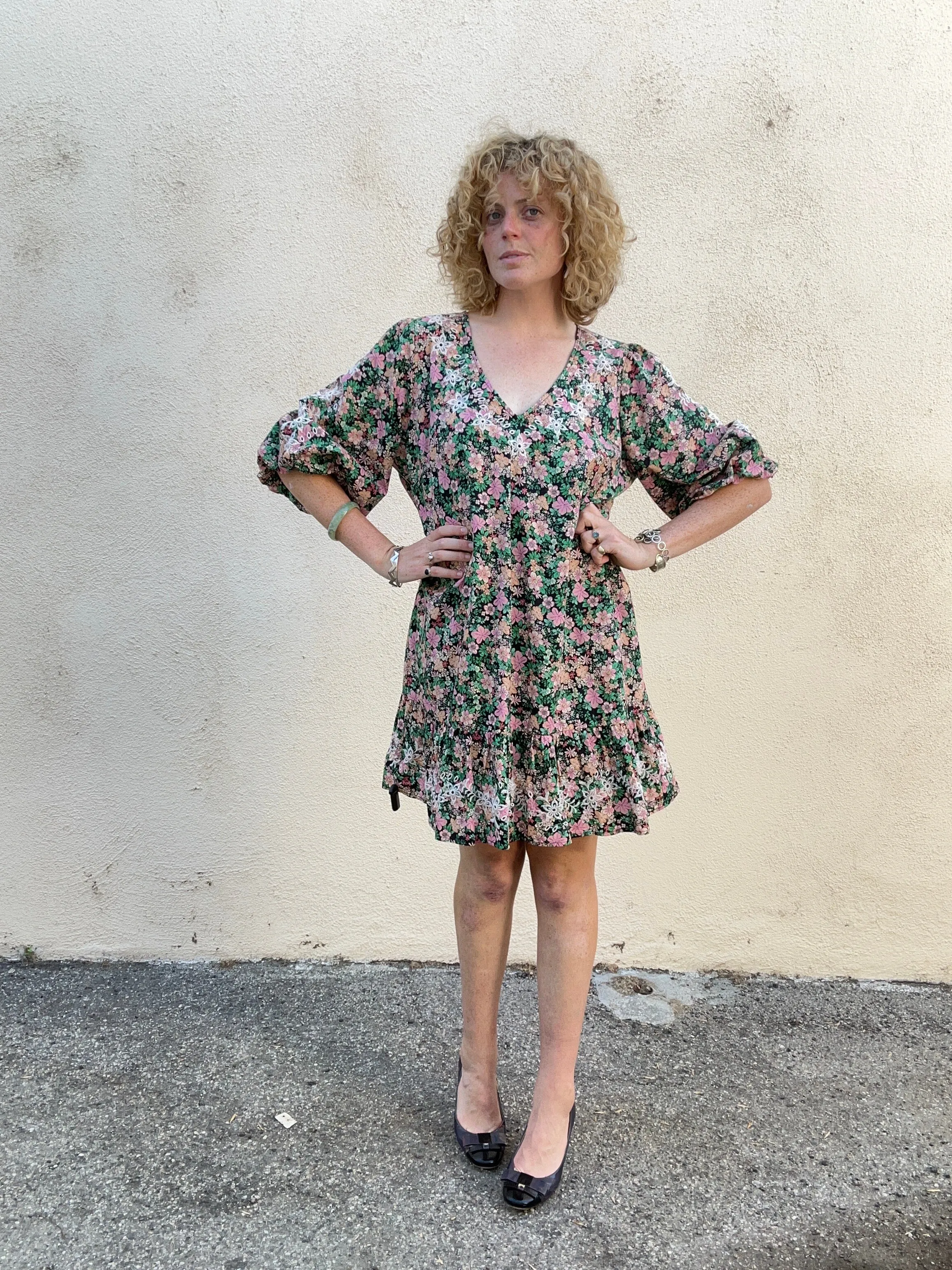 Johnny Was Pink & Green Floral Dress