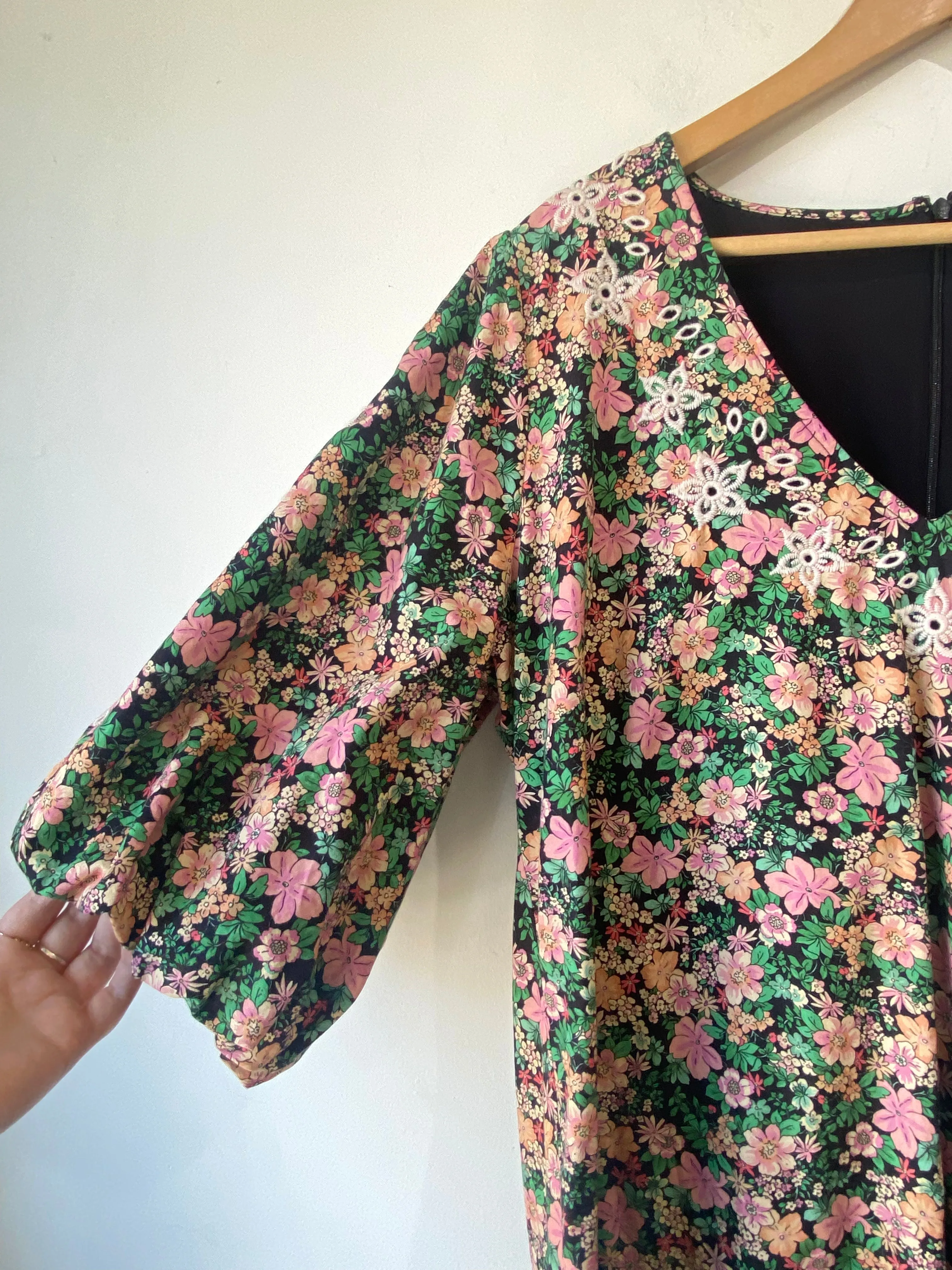 Johnny Was Pink & Green Floral Dress