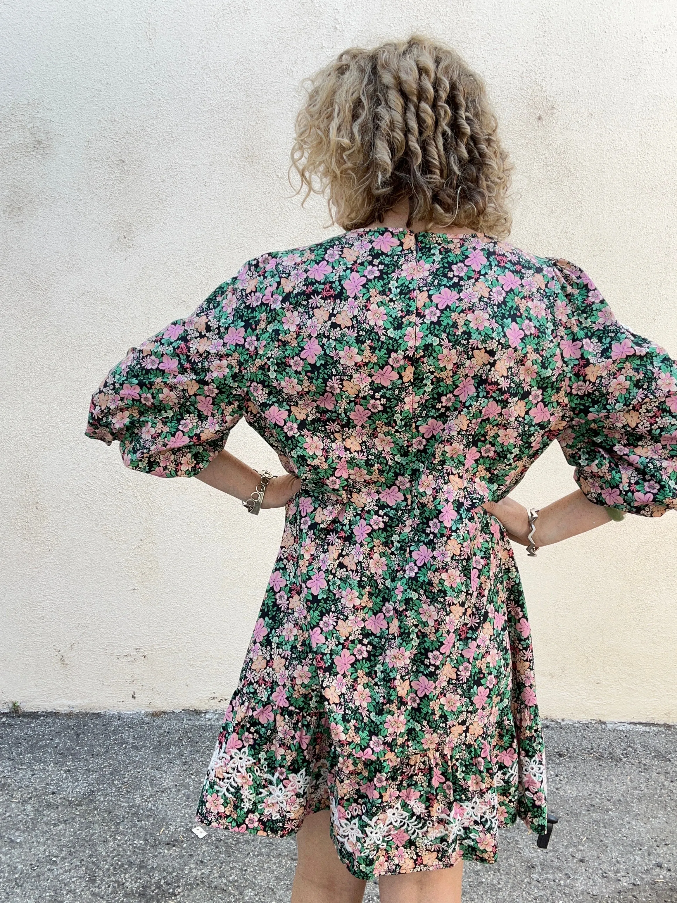 Johnny Was Pink & Green Floral Dress