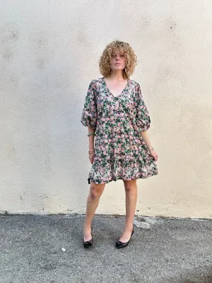 Johnny Was Pink & Green Floral Dress