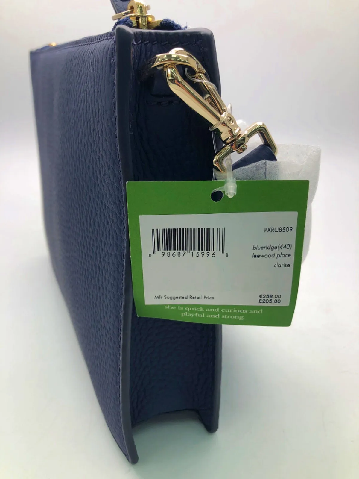 Kate Spade Blue pebbled leather scallop detail crossbody bag