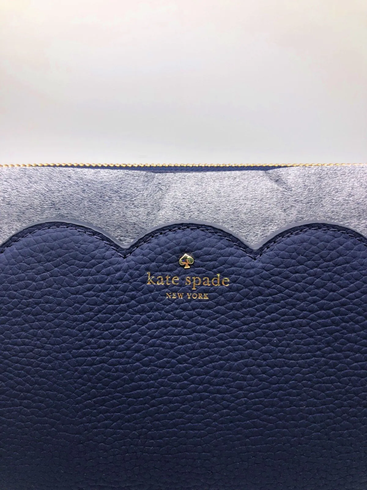Kate Spade Blue pebbled leather scallop detail crossbody bag