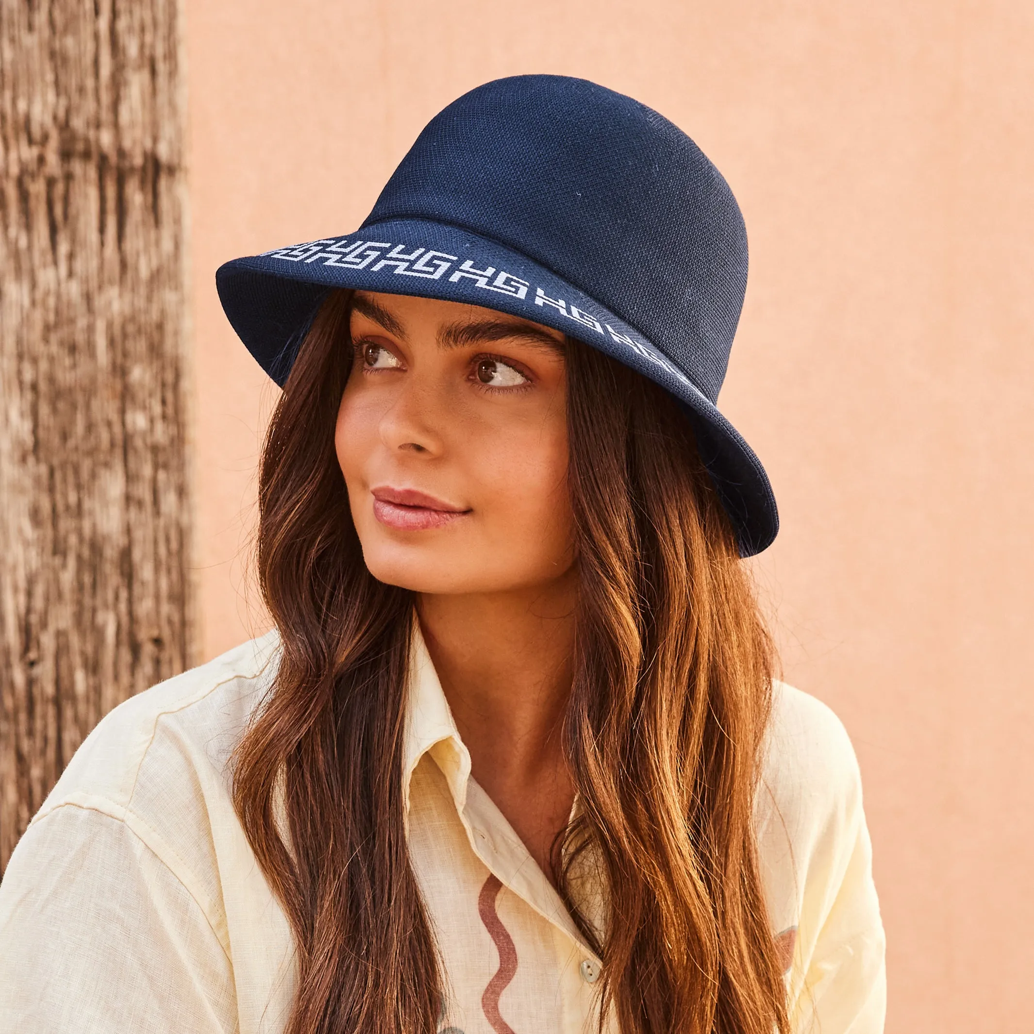 Kathryn Bucket Hat - Navy Beige