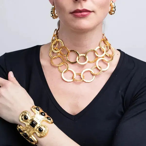 Kenneth Jay Lane Satin Gold Circle Link Necklace